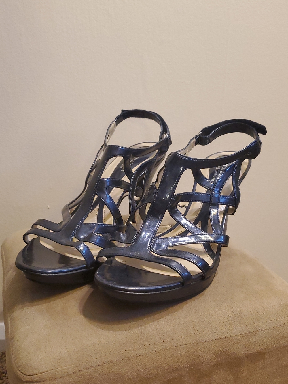 Blue Strappy Women’s High Heel Sandals Size 10